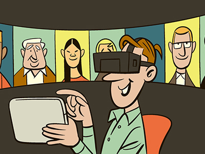 グローバルとのMTGは、VRグラスで